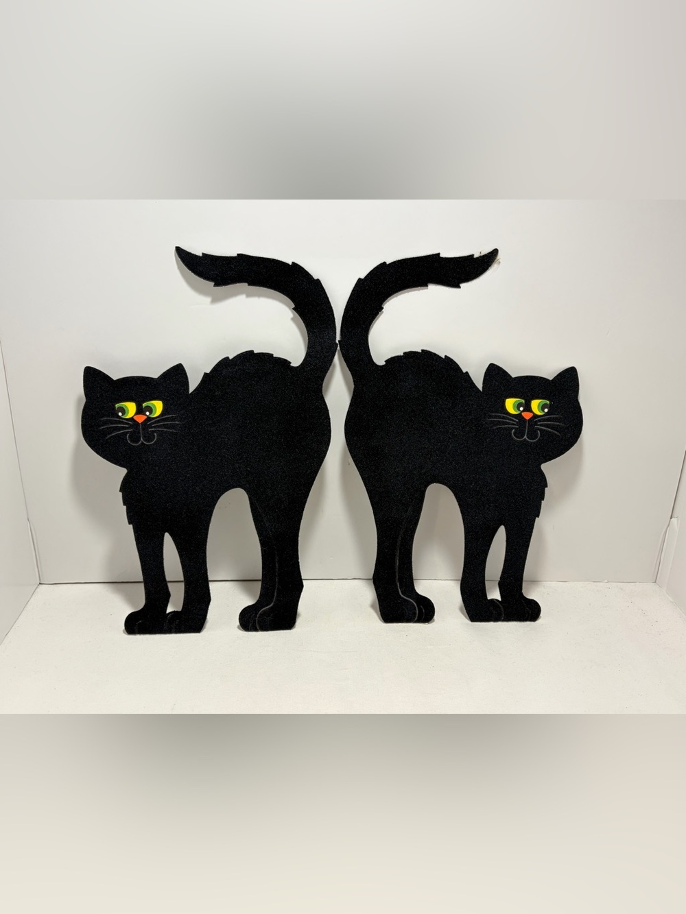 Vintage Halloween Decor Black Cat Paper/Felt 80’s